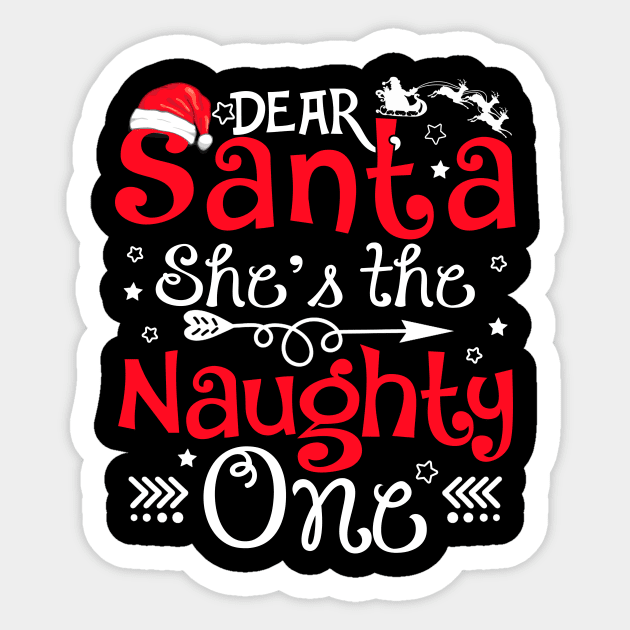 funny Christmas dear Santa she's the naughty one shirt - funny Christmas shirt shirt - Santa hat Christmas shirt Sticker by TeesCircle